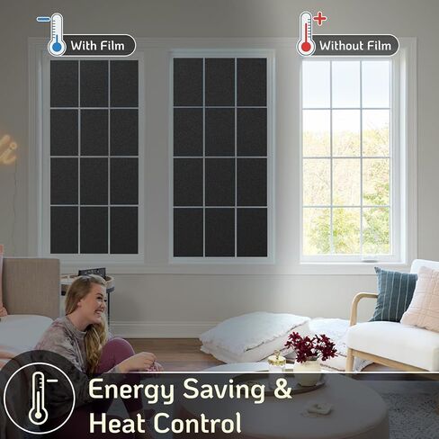 LUTE Blackout Window Film Removable Window Tint for Home Privacy Black 17.5" x 78.7", Static Cling for Inside Dark Sunlight Blockers Darkening Light Blocking for Bedroom Home Theater Garage in Saudi Arabia
