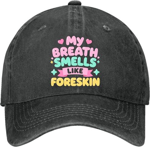 My Breath Smells Like Foreskin Hat for Men Cool Washed Distressed Baseball Cap in Kuwait