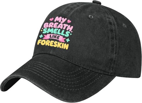 My Breath Smells Like Foreskin Hat for Men Cool Washed Distressed Baseball Cap in Kuwait