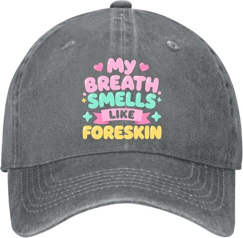 My Breath Smells Like Foreskin Hat for Men Cool Washed Distressed Baseball Cap in Kuwait