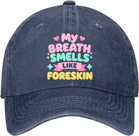 My Breath Smells Like Foreskin Hat for Men Cool Washed Distressed Baseball Cap in Kuwait