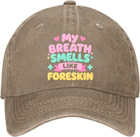 My Breath Smells Like Foreskin Hat for Men Cool Washed Distressed Baseball Cap in Kuwait