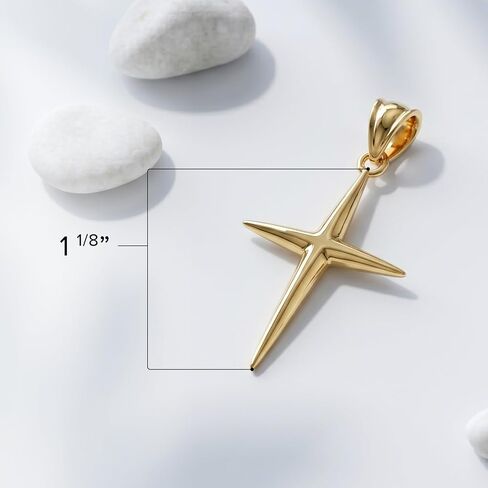 CROSS + CROWN Premium Slim 14K Yellow Gold Cross Pendant, Durable Double-Bonded 14K Pendant for Necklace, Women & Mens Slim Gold Cross for Chain, Handcrafted Religious Jewelry in the USA in Kuwait