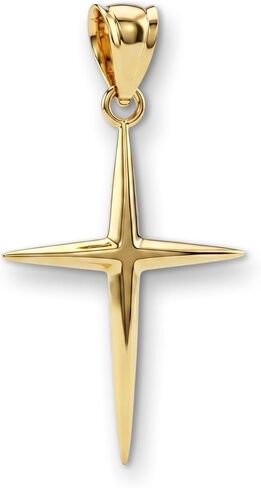 CROSS + CROWN Premium Slim 14K Yellow Gold Cross Pendant, Durable Double-Bonded 14K Pendant for Necklace, Women & Mens Slim Gold Cross for Chain, Handcrafted Religious Jewelry in the USA in Kuwait