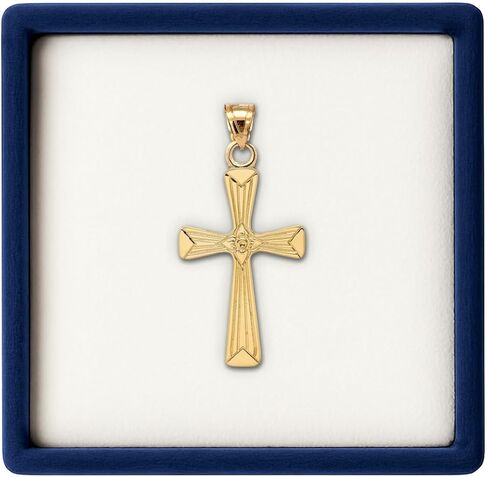 CROSS + CROWN Premium 14K Yellow Gold Cross Pendant, Durable Double-Bonded 14K Pendant for Necklace, Women & Mens Gold Cross for Chain, Handcrafted Religious Jewelry in the USA, 1x1/8 in Kuwait