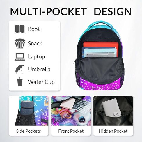 UNIKITTY Girls Unicorn Backpack for School Kids Preschool Bookbag - 17 Inch Kids School Bag with Pockets for Elementary Kindergarten in Saudi Arabia