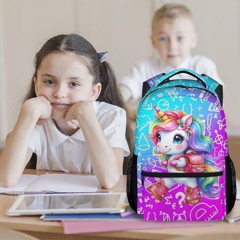 UNIKITTY Girls Unicorn Backpack for School Kids Preschool Bookbag - 17 Inch Kids School Bag with Pockets for Elementary Kindergarten in Saudi Arabia