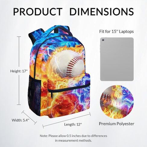 Baseball Backpack for Kids Boys - 17 Inch School Bookbag for Boy Students Sports in Saudi Arabia