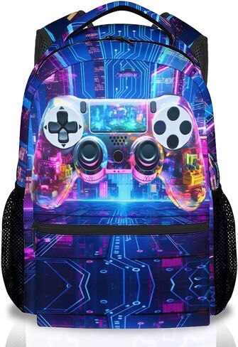 Kids Backpack for Boys Teens Gaming Bookbag with Padded Shoulder Straps - 17 Inch Gamer Schoolbag for Elementary Middle School Students in Saudi Arabia