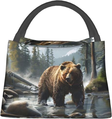 Majestic Grizzly Bear Forest Lunch Bag for Women, Girls, Kids, Reusable Insulated Lunch Box for Work, Office, Picnic, Travel, School, Gifts in Saudi Arabia
