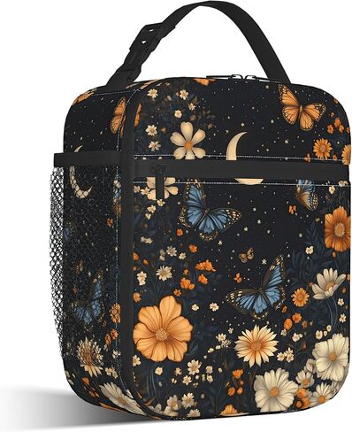 Black Cat Lunch Bag for Kids,Astrology Planet Insulated Lunch Box for Women, Large Capacity with Mutiple Pockets Gilrs Boys School Thermal Bag for Work,Picnic,Hiking in Saudi Arabia