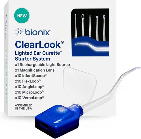 Bionix - Rechargeable Light Source + ClearLook Variety Pack Starter System (Single-Use, 50 Count) | Reusable & USB-C Rechargeable LED Light Source to Enhance Cerumen Removal Visibility in Saudi Arabia