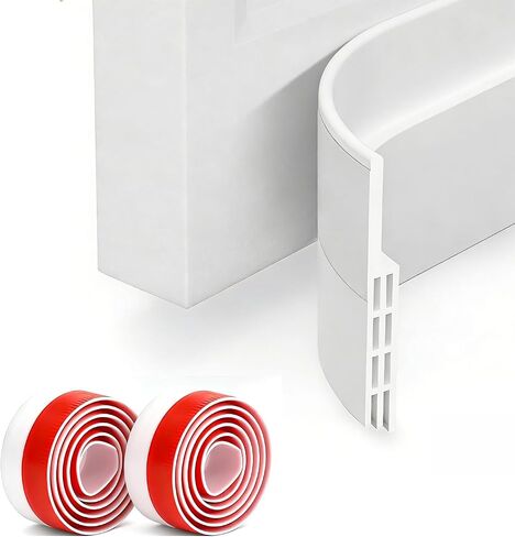 2 Pack Door Draft Stopper, Under Door Sweep for Exterior and Interior Doors, Weather Stripping Door Seal, Garage Window Noise Cold Air Insulation, Self Adhesive Draft Guard White 2" W x 39" L in Saudi Arabia