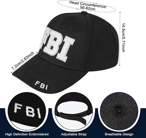 6PCS FBI Costume Cop Accessories with Adjustable Baseball Cap, Cop Badge Sunglasses Earpiece Police Set for Adult Halloween Secret Service Dress Up Men Women Cosplay Party in Saudi Arabia