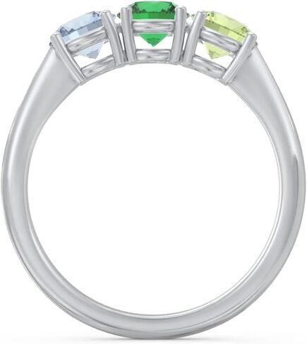 JEWLR Radiant Trinity Ring - Custom Personalized Solid Gold 10K, 14K or Sterling Silver 3-Stone Birthstone Family Ring, Gift for Anniversary and Mother's Day in Kuwait