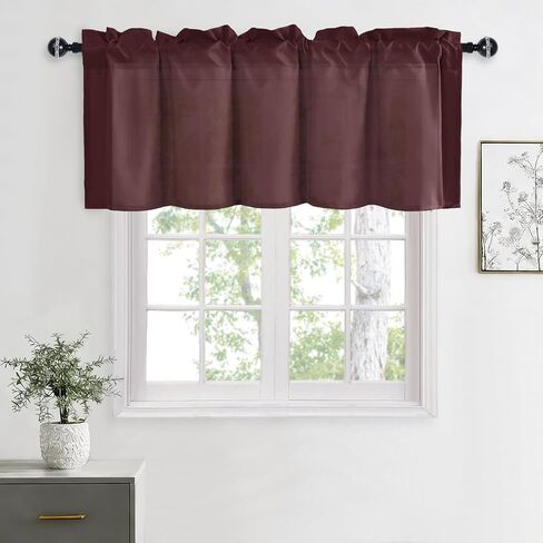 Hiasan Valance Curtains for Kitchen, Living Room, Basement, and Bathroom Windows, Small Window, Farmhouse Solid Short Topper, Short Rod Pocket Curtain Panels - 42 x 12 Inches, Navy Blue, 1 Panel in Saudi Arabia