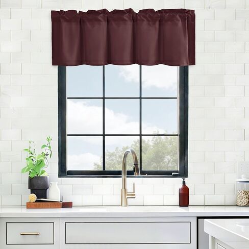 Hiasan Valance Curtains for Kitchen, Living Room, Basement, and Bathroom Windows, Small Window, Farmhouse Solid Short Topper, Short Rod Pocket Curtain Panels - 42 x 12 Inches, Navy Blue, 1 Panel in Saudi Arabia