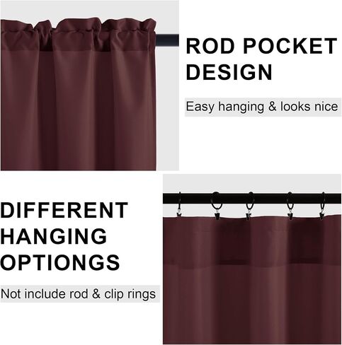 Hiasan Valance Curtains for Kitchen, Living Room, Basement, and Bathroom Windows, Small Window, Farmhouse Solid Short Topper, Short Rod Pocket Curtain Panels - 42 x 12 Inches, Navy Blue, 1 Panel in Saudi Arabia