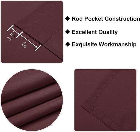 Hiasan Valance Curtains for Kitchen, Living Room, Basement, and Bathroom Windows, Small Window, Farmhouse Solid Short Topper, Short Rod Pocket Curtain Panels - 42 x 12 Inches, Navy Blue, 1 Panel in Saudi Arabia