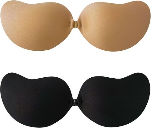 Sticky Bra Invisible Push up Bra 2 Pairs Adhesive Bra, Strapless Backless Bras for Women Reusable Stick on Bra in Kuwait