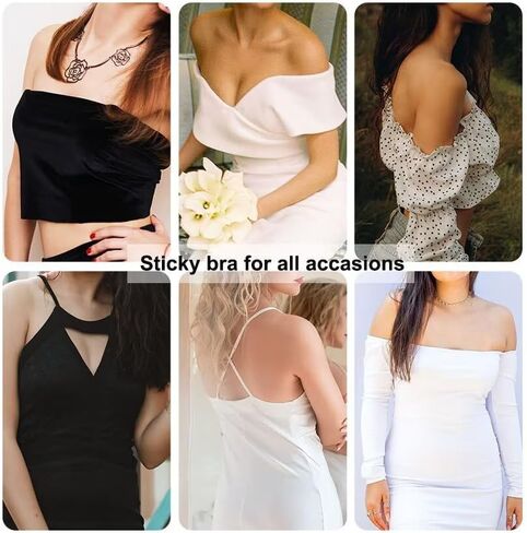 Sticky Bra Invisible Push up Bra 2 Pairs Adhesive Bra, Strapless Backless Bras for Women Reusable Stick on Bra in Kuwait