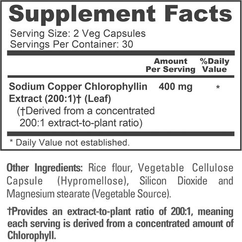 NusaPure Chlorophyll، 400 مجم، 60 كبسولة نباتية (غير معدلة وراثيًا، نباتية) in Kuwait