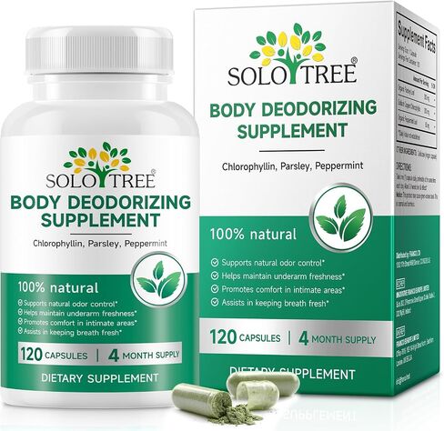 Chlorophyll Capsules - Body Deodorizing Supplement for Women & Men | Natural Internal Deodorant Tablets | Reduce Odor in Underarms, Intimate Areas & Oral | Vegan​​ | 120 Count in Saudi Arabia