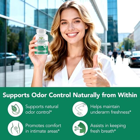 Chlorophyll Capsules - Body Deodorizing Supplement for Women & Men | Natural Internal Deodorant Tablets | Reduce Odor in Underarms, Intimate Areas & Oral | Vegan​​ | 120 Count in Saudi Arabia