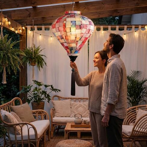 12" Color Matching Grid Chinese Cloth Lantern, Traditional Festival Hanging Lampshade, Decorative Paper Lantern with Fabric Overlay for Home Wedding Party Decoration in Kuwait