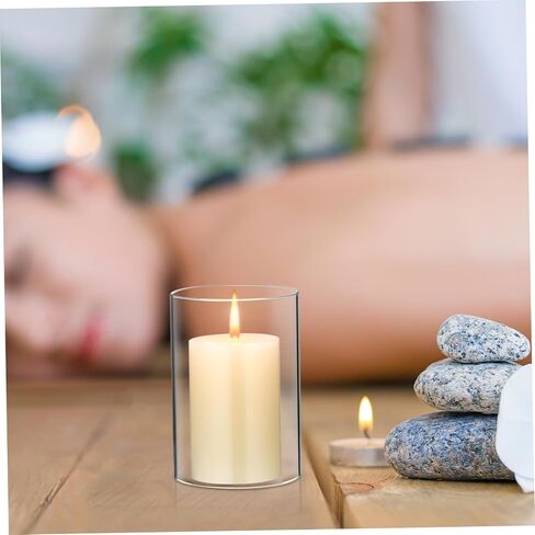 NUOBESTY Glass Candle Shade Cylindrical Glass Cylinder Candle Holder 7x10cm for Home Decor and Party Use in Saudi Arabia