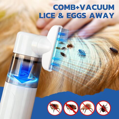 Electric Lice Comb, 2 in 1 Lice Vacuum Comb Rechargeable Multifunctional Metal Removal Flea Brush Kit for Cat Dog All Hair in Saudi Arabia