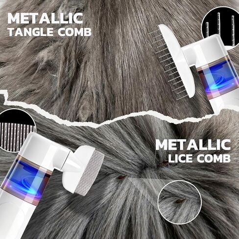 Electric Lice Comb, 2 in 1 Lice Vacuum Comb Rechargeable Multifunctional Metal Removal Flea Brush Kit for Cat Dog All Hair in Saudi Arabia
