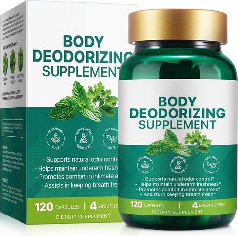 Chlorophyll Body Deodorizing Supplement 120Pcs for Digestion/Gut Health Support, Internal Deodorant Capsules for Overall Freshness, Underarms, Intimate Areas, Private Parts, Natural & Safe Formula| in Saudi Arabia
