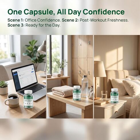 Fresodor para Mal Aliento Capsules, Internal Deodorant Capsules, Body Deodorizing Freshness Support, Chlorophyll Pills Odor Contro 60 Count in Saudi Arabia