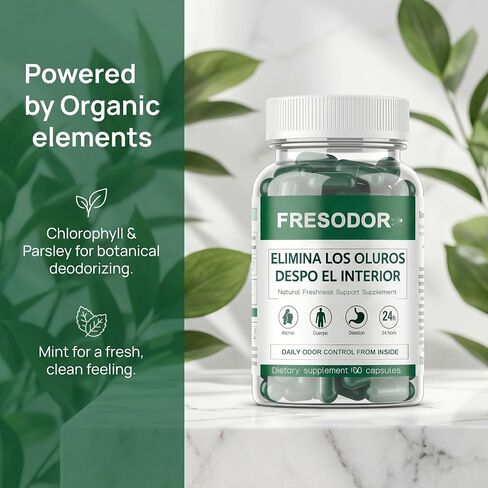 Fresodor para Mal Aliento Capsules, Internal Deodorant Capsules, Body Deodorizing Freshness Support, Chlorophyll Pills Odor Contro 60 Count in Saudi Arabia