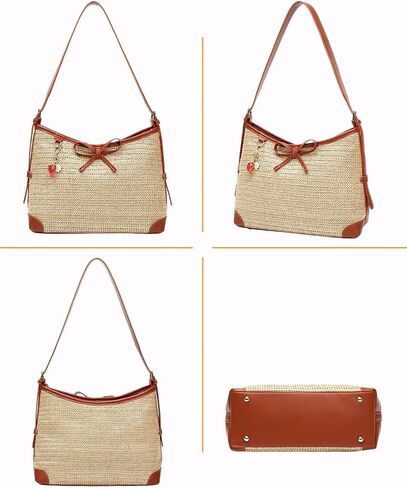 Herald Straw Woven Purse for Women, Summer Beach Hobo Raffia Crossbody Bag Shoulder Handbag Tote with Adjustable Strap in Saudi Arabia