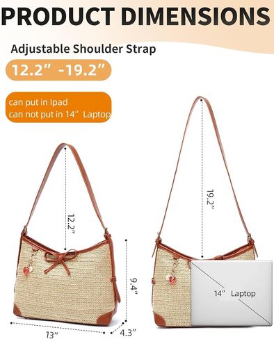 Herald Straw Woven Purse for Women, Summer Beach Hobo Raffia Crossbody Bag Shoulder Handbag Tote with Adjustable Strap in Saudi Arabia