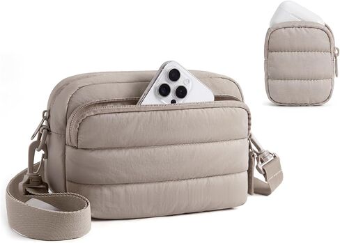 BAGSMART Small Crossbody Bags for Women, Puffer Purse with Cute Pouch, Hobo Shoulder Handbag for Daily Casual Travel Work in Kuwait