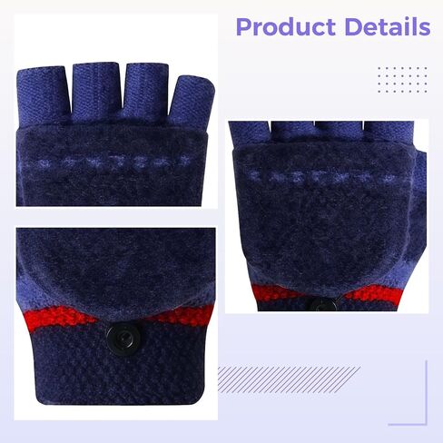 Fingerless Gloves Fashion Thick Knit Half Finger Mittens Flip Top Gloves for Kid in Kuwait