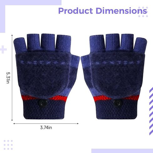 Fingerless Gloves Fashion Thick Knit Half Finger Mittens Flip Top Gloves for Kid in Kuwait