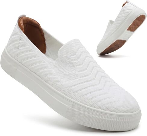 konhill Women's Slip On Walking Shoes Lightweight Breathable Knit Casual Loafers Comfortable Fashion Sneakers in Saudi Arabia