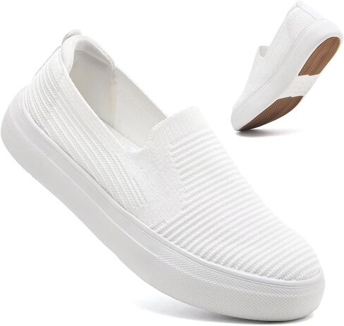konhill Women's Slip On Walking Shoes Lightweight Breathable Knit Casual Loafers Comfortable Fashion Sneakers in Saudi Arabia