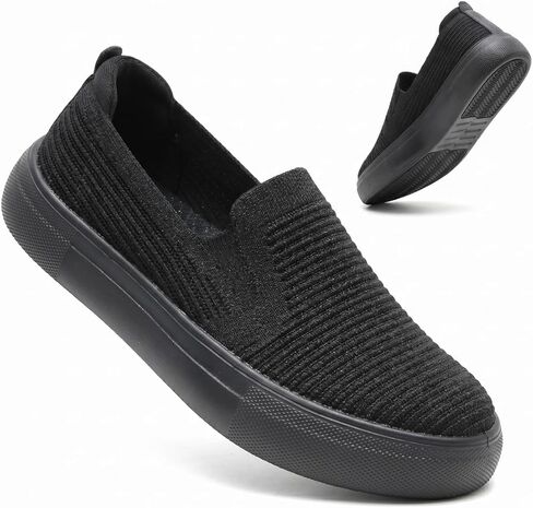 konhill Women's Slip On Walking Shoes Lightweight Breathable Knit Casual Loafers Comfortable Fashion Sneakers in Saudi Arabia