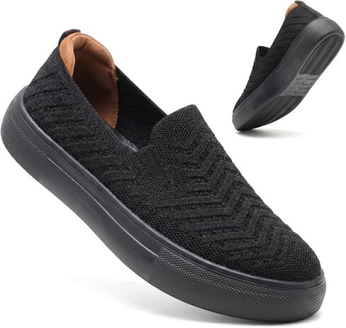 konhill Women's Slip On Walking Shoes Lightweight Breathable Knit Casual Loafers Comfortable Fashion Sneakers in Saudi Arabia