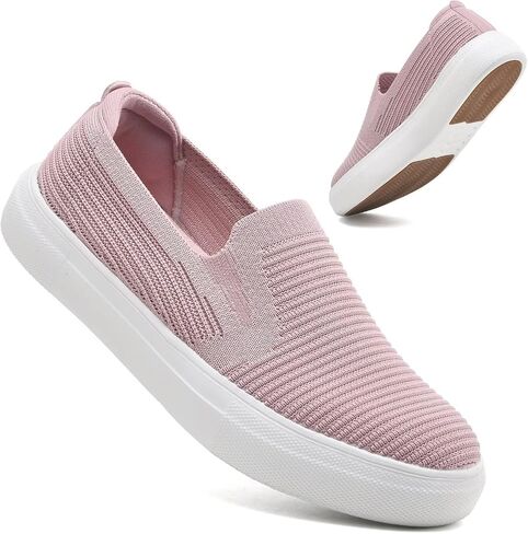 konhill Women's Slip On Walking Shoes Lightweight Breathable Knit Casual Loafers Comfortable Fashion Sneakers in Saudi Arabia