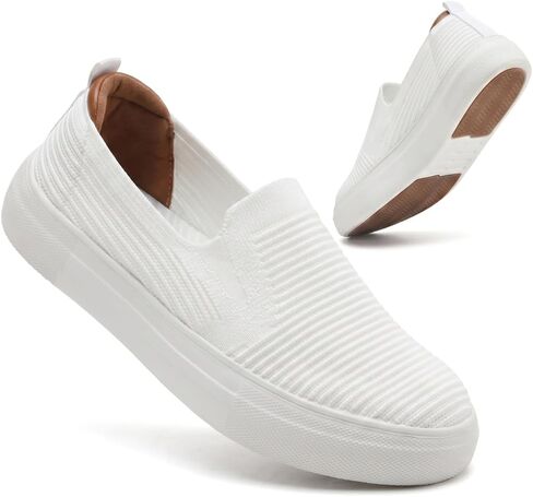 konhill Women's Slip On Walking Shoes Lightweight Breathable Knit Casual Loafers Comfortable Fashion Sneakers in Saudi Arabia