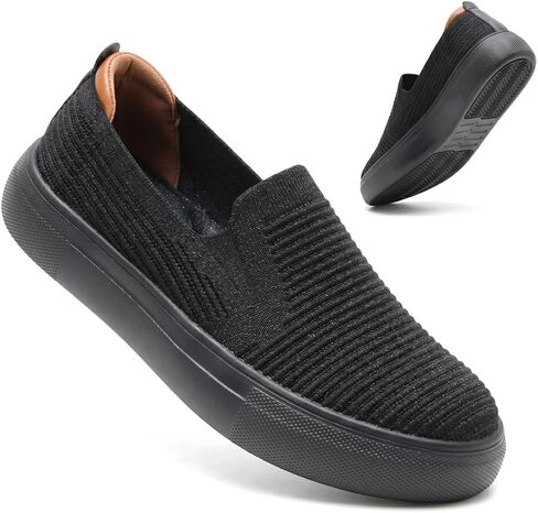 konhill Women's Slip On Walking Shoes Lightweight Breathable Knit Casual Loafers Comfortable Fashion Sneakers in Saudi Arabia