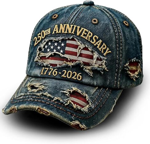 USA 250th Anniversary Baseball Cap,1776-2026 American Flag Vintage Washed Distressed Embroidered Adjustable Casual Hat for Men Women Blue in Saudi Arabia