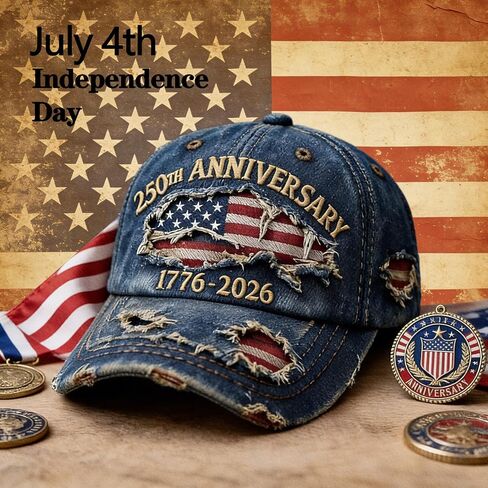 USA 250th Anniversary Baseball Cap,1776-2026 American Flag Vintage Washed Distressed Embroidered Adjustable Casual Hat for Men Women Blue in Saudi Arabia