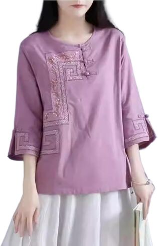 Summer thin breathable and casual shirt, retro style cotton linen small Chinese shirt in Saudi Arabia